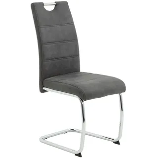 4er-Set Hela Freischwinger Flora II Lederoptik Grau Anthrazit