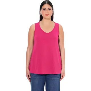 Ulla Popken Damen große Größen Übergrößen Plus Size Top, V-Ausschnitt, Classic, ärmellos magentapink | 62/64