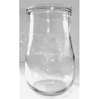 Weck Tulpenglas, Glas in Tulpenform 2,5 Liter, 4 Stück mit Deckel,Gummi und Klammern (2,5 Liter)