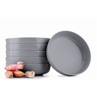 Konsimo. 6er Set Suppenteller - Pastateller - Tiefteller - für 6 Personen - Schale aus Keramik - VICTO Salatteller Mikrowellengeeignet - 18,5 cm - Grau