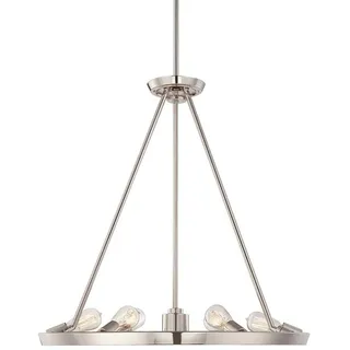 Elstead LIGHTING Kronleuchter, Leuchtmittel inklusive, Warmweiß, Kronleuchter Hängeleuchte Esszimmerlampe Deckenlampe Silber D 71 cm 6 silberfarben