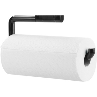mDesign Küchenrollenhalter Wand - Halter für Papierrollen in Küche oder Bad - an der Wand zu befestigen - Farbe: Schwarz - Material: Plastik