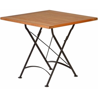 Kai Wiechmann Klapptisch Premium Teak Falttisch 80 x 80 cm als wetterfester Balkontisch, rostfreier und langlebiger Teak Eisen Gartentisch
