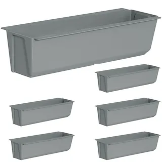 ARTECSIS Paletten Blumenkasten 6er Set Betongrau Pflanzkasten Einsatz Europalette 37cm