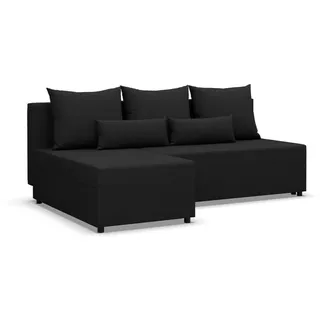 Mebligo Ecksofa, Schwarz, Textil, 3-Sitzer, L-Form, 201x137 cm, Wohnzimmer, Sofas & Couches, Wohnlandschaften, Ecksofas