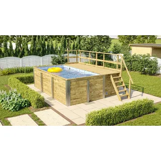 Weka Massivholzpool-Set Carrara 595 Gr. 1 400 x 301 x 116 cm inkl. Sandfilteranlage