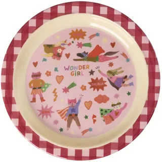 Rice Kinderteller Melamin Teller rund - Pink - Hero Print