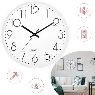 Wanduhr, 30 cm, Leises Quarzwerk, Modernes Minimalistisches Design