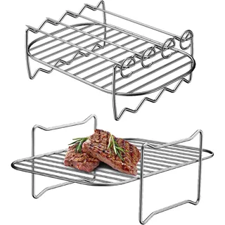 Kirdume Grillnetz - Grillrost aus Edelstahl - Rechteckiger Warmhalterost für Hühnerflügel für Garten, Wandern, Camping, Reisen, Outdoor