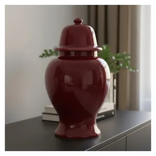 Signature Home Collection Dekovase (1 Stück, 1 St., 1 Keramikvase mit Deckel), Handgefertigte Keramik aus Italien rot Ø 25 cm x 25 cm x 43 cm x 25 cm