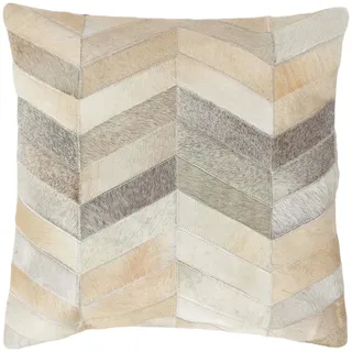 PATCHWORK-KISSEN Fell & Leder 45/45 cm Chevron