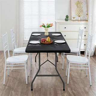 Morbuy Wasserdicht Rechteckige Elastische Tischdecke, Biertisch Tischdecke mit Gummizug Spanntischdecke für Tisch Klappbar Gartentischdecke für Camping Picknick Partys (Schwarz,76x183cm)