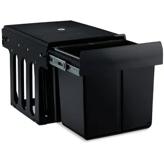 Relaxdays Einbaumülleimer 3-fach ausziehbar Küchenmülleimer für Unterschrank & 2x 8 l 35,1x34,3x48 cm Schwarz 15 l