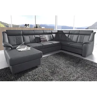sit&more Wohnlandschaft SIT & MORE "Basel U-Form", grau (dunkelgrau), B:315cm H:98cm T:210cm, Luxus-Microfaser Altara Nubuck (100% Polyester);Kunstleder SOFTLUX;NaturLEDER (echtes Rindsleder), Sofas, Wohnlandschaft, wahlweise mit Relaxfunktion