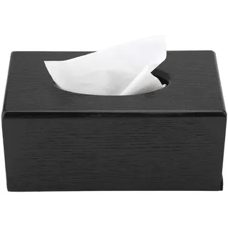 MAGT Taschentuchbox, Holz Kosmetiktücherbox Eleganz Rechteckige Taschentuchspender für Wohnzimmer Schlafzimmer Küche (Schwarz)
