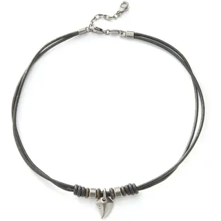 Fossil Natural Surfer Herren-Kette Edelstahl/Leder Schwarz