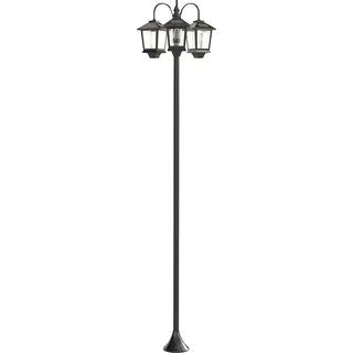 Outsunny Außen-Standlaterne mit 3 Köpfen, Solar-Standlampe, LED-Beleuchtung, automatischer Dämmerungs-/Morgensensor, IP44, Höhe 188 cm, für Garten, Hof oder Einfahrt, schwarz   Aosom