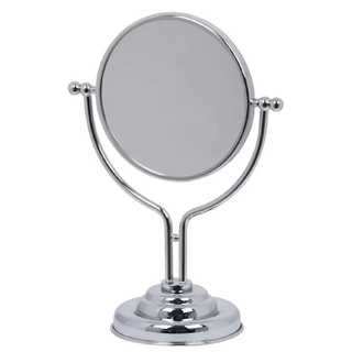 Casa Padrino Luxus Kosmetik Tischspiegel Silber 22,5 x 13 x H. 31 cm - Runder verstellbarer Badezimmer Schmink Spiegel - Badezimmer Accessoires - Luxus Qualität - Made in Italy