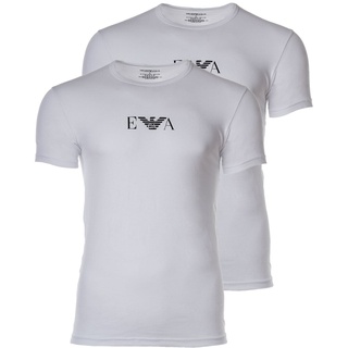EMPORIO ARMANI Herren T-Shirt Vorteilspack - Crew Neck, Rundhals, Stretch Cotton EA Logo Weiß 2XL 4er Pack (2 x 2P)