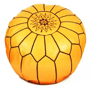 Leder Sitzhocker orientalische Sitzkissen Pouf Pouffe Ottoman Sitz kissen Gelb