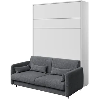 MEBLINI Schrankbett mit Sofa Bed Concept - Wandbett mit Lattenrost - Klappbett mit Schrank - Wandklappbett - Murphy Bed - BC-12-160x200cm Vertikal - Weiß Matt/Dunkelgrau