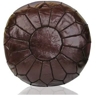 ALMADIH marokkanische Echtleder Sitzkissen dunkel braun - gefüllt geliefert- robustes Leder 100% Handarbeit orientalische Ottoman Sitzsack Sitzpouf Bodenkissen Fußhocker Lederkissen (Pouf dunkelbraun)