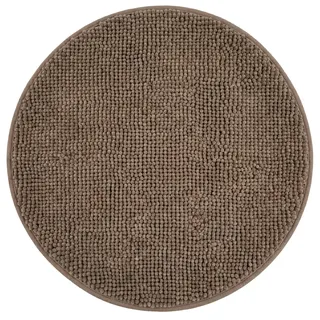 NYVI Badematte NYVISpa Chenille Rund Ø 60 cm Taupe - Badezimmerteppich - rutschfest, Saugfähig, Schnell Trocknend, Fußbodenheizung geeignet, Oeko-TEX, Waschbar, Weich