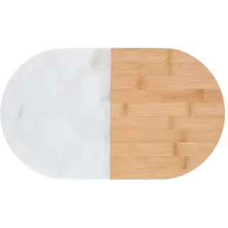alpina Schneidebrett und Käseplatte Holzbretter - Küchenbrett - 27 x 22 cm - 1,65 kg - Bambus und Marmor