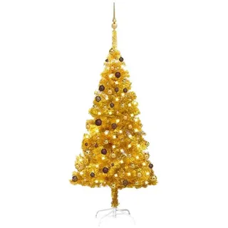 vidaXL Künstlicher Weihnachtsbaum Künstlicher Weihnachtsbaum Beleuchtung & Kugeln Gold 180 cm PET 180 cm