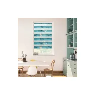 LICHTBLICK Doppelrollo Duo Aqua Floral blau B/L: ca. 100x150 cm - Blau