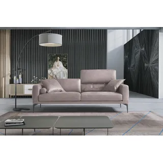 Egoitaliano "Masu, Designsofa mit erstklassigem Sitzkomfort, Breite 218cm", inkl. 2 Kissenrollen, Rückenelemente manuell verstellbar, Metallfüße beige
