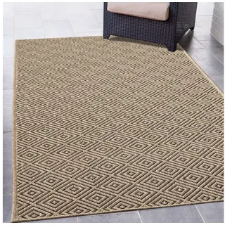 Outdoorteppich Robuster In- und Outdoorteppich mit Rautenmuster beige/schwarz, Teppich-Traum, rechteckig, Höhe: 5 mm beige|braun|schwarz