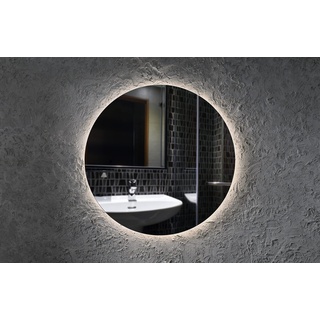 Badspiegel Rund mit LED Beleuchtung Touch Schalter Optional Runder Wandspiegel mit indirekte Beleuchtung Forte Moon (100 Ø cm, LED Neutral)