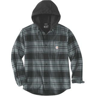 Carhartt Flannel Fleece Lined Hooded Hemd, grau, Größe XL