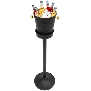 Sektkühler Eiskübel mit Ständer,5L Edelstahl-Weinkühler 92cm Hoch Champagner-Eiskübel Weineiskübel mit Tragegriffen Eimerständer,für Wein, Getränke, Champagner