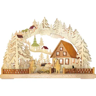 Schwibbogen Original Erzgebirge Doppelschwibbogen 43x30 cm Dämmerstunde Ratags