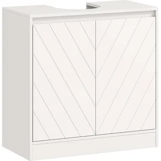HOMCOM Waschbecken-Unterschrank, Badezimmerschrank mit 2 Türen und höhenverstellbarem Einlegeboden, Schrank für Waschbecken mit oder ohne Sockel, Vintage-Stil, 60x30x59,8 cm, Weiß   Aosom