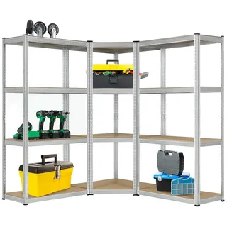 Juskys Eckregal Metall 155x160x155 cm Silber