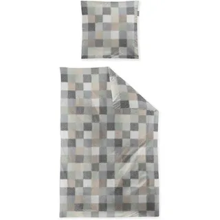 IRISETTE Meran kariert Baumwolle Grau 155 x 220 cm + 80 x 80 cm