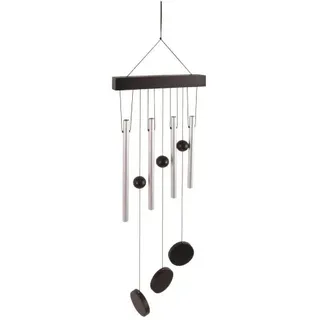 Esschert Design Windspiel Silberfarben mit gerader Leiste  58 cm - Alu & Holz