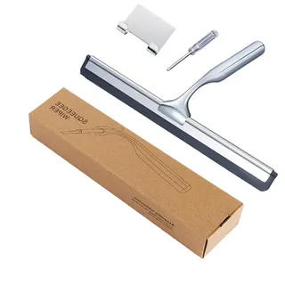 Sitbfoam Duschabzieher, 10 Zoll Abzieher Dusche Edelstahl Fensterabzieher für Glastür Dusche mit Halterung, Fensterwischer für Badezimmer Fenster Spiegel Autoglas (Silber)