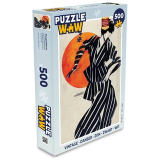 MuchoWow Puzzle Vintage - Tänzerin - Sonne - Schwarz - Weiß, 500 Puzzleteile, Foto-Puzzle, Bilderrätsel, Puzzlespiele, Spielzeug bunt