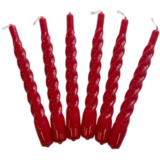 Candles with a Twist®, Stabkerzen gedreht, Hergestellt in Italien, 25 Farben verfügbar, Tafelkerzen lackiert, Spiralkerzen lange Brenndauer 5 Stunden, Kerzen Deko, 6 Stück, 2,2 x 21cm (Weihnachtsrot)