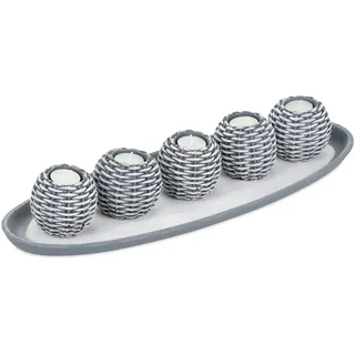 Relaxdays Teelichthalter Set Polyresin Grau/Weiß