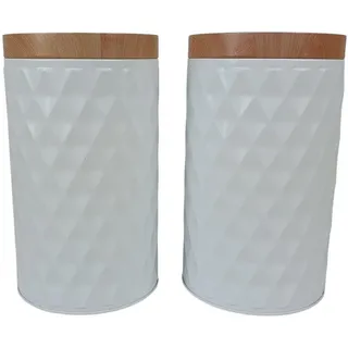 sesua 2er Set Metall Vorratsdosen weiß 19 cm