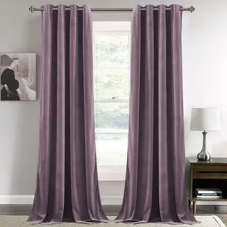 HANGEENGS 1 Stücke Samtvorhänge Für Schlafzimmer Wohnzimmer,Samt Gardinen Blickdicht Verdunklungsvorhang Thermovorhang Kälteschutz Mit Ösen Velvet Blackout Curtains,Lila,140x200 cm(BxH)