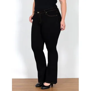 ESRA Bootcut-Jeans Bootcut Jeans Damen High Waist Schlaghose Damen Jeans Flared Hose High Waist Jeans Damen Bootcut Schlaghose Jeans weites Bein Plus Size schwarz 38