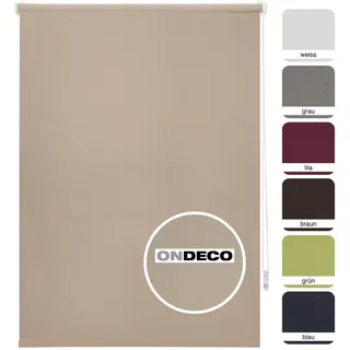 ondeco Tageslichtrollo ohne Bohren, Klemmfix Sichtschutzrollo Seitenzugrollo Klemmrollo, lichtdurchlässig und Blickdicht Sand 100x160 cm
