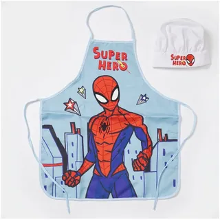 MARVEL Kochschürze Marvel Spiderman Kinder Backschürze mit Mütze 3-6 Jahre, (2-tlg) bunt