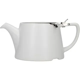 London Pottery Company 43220 Teekanne, oval, mit Sieb für losen Tee, Steinzeug, Steingut, satin weiß, 3 Cup Loose Leaf Teapot